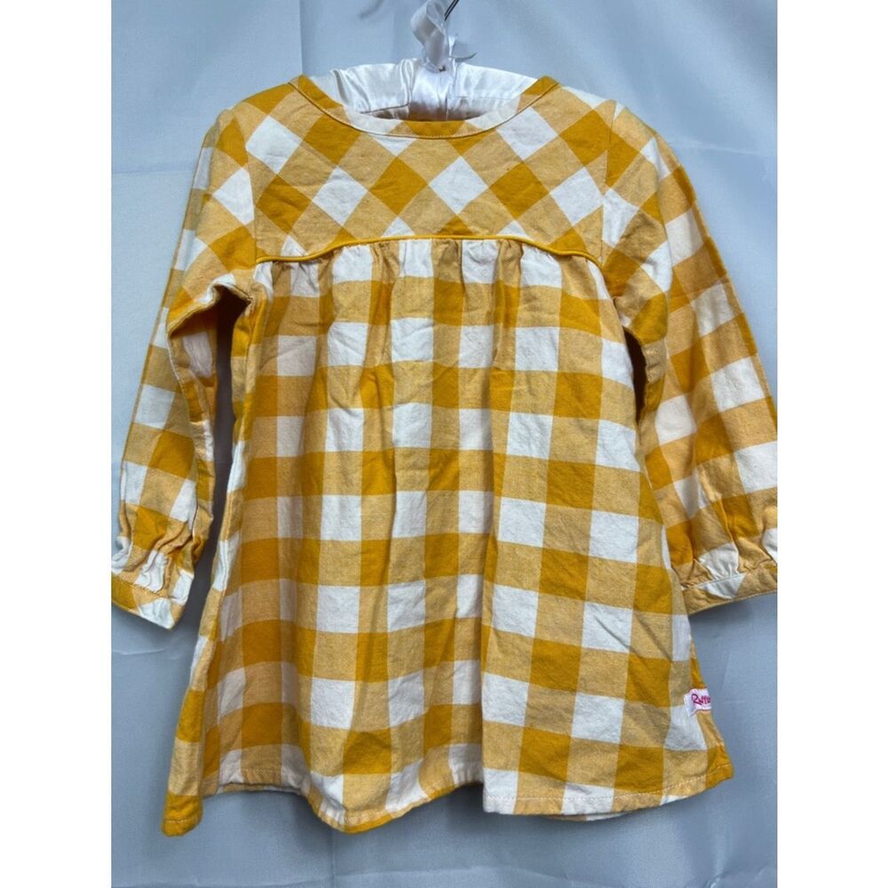 Ruffle Butts yellow and white check long sleeve dress size 2T - Picture 2 of 10